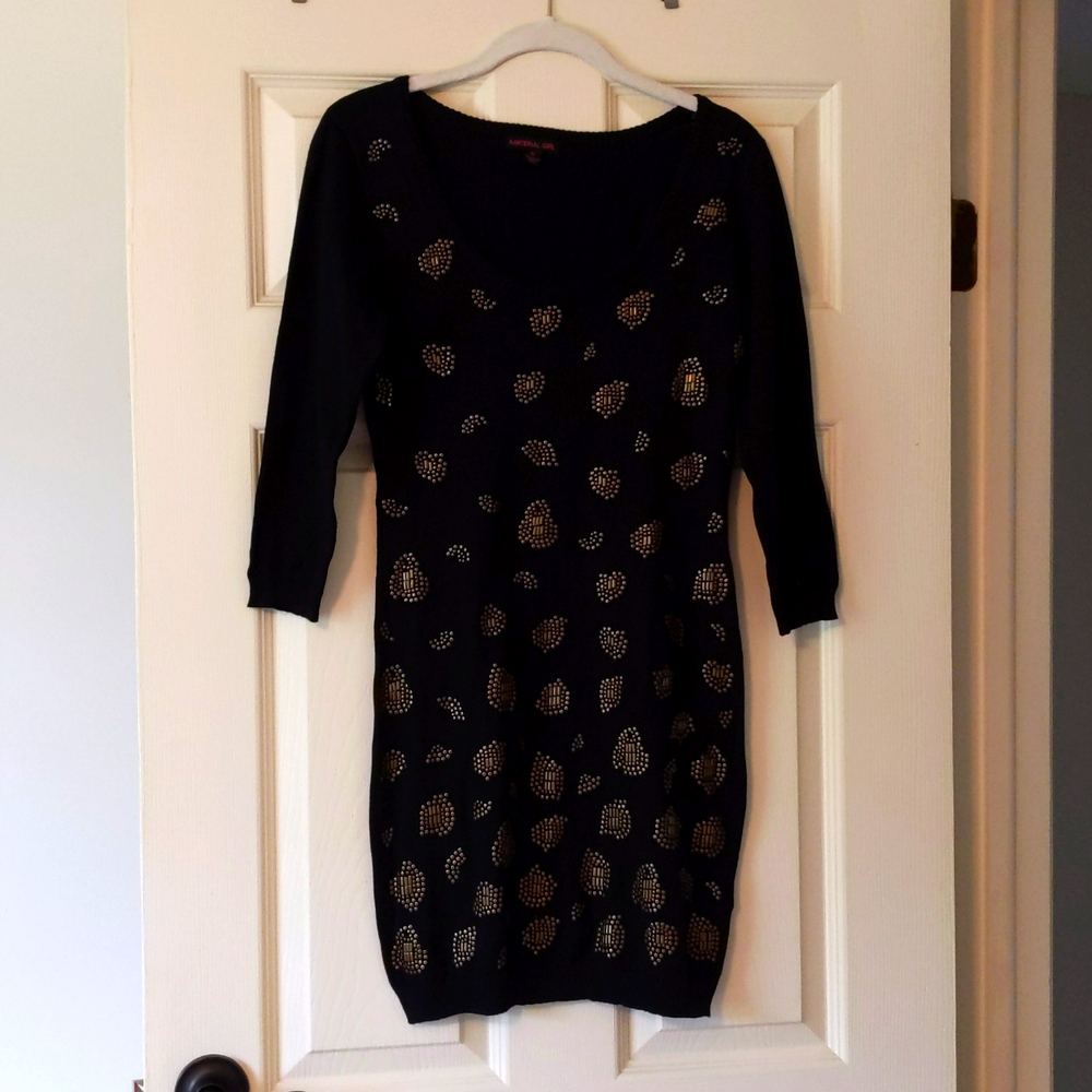 Black and gold sweater dress